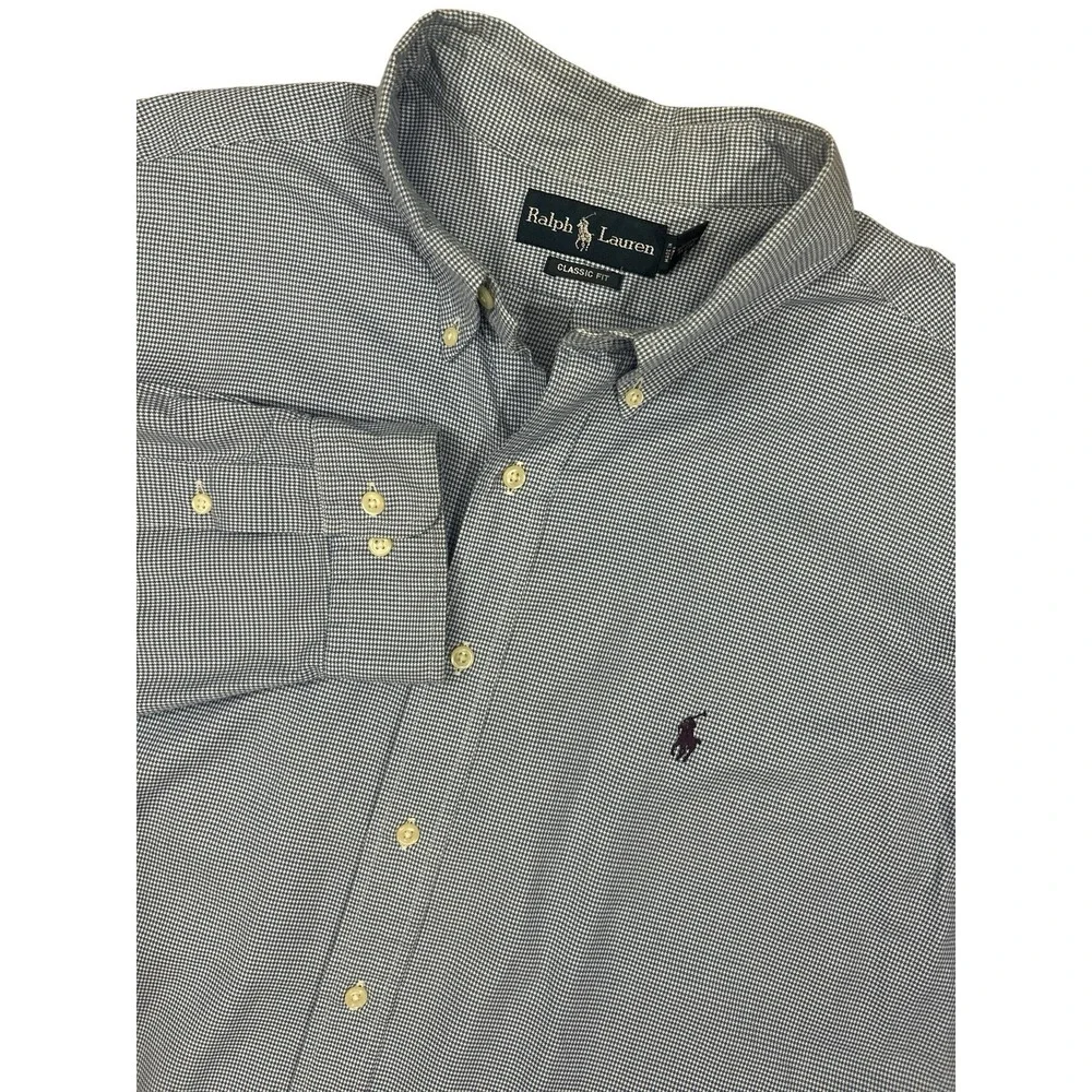 Ralph Lauren Men's XXL(18) Classic Fit Long Sleeve Button-Up Checked Shirt READ